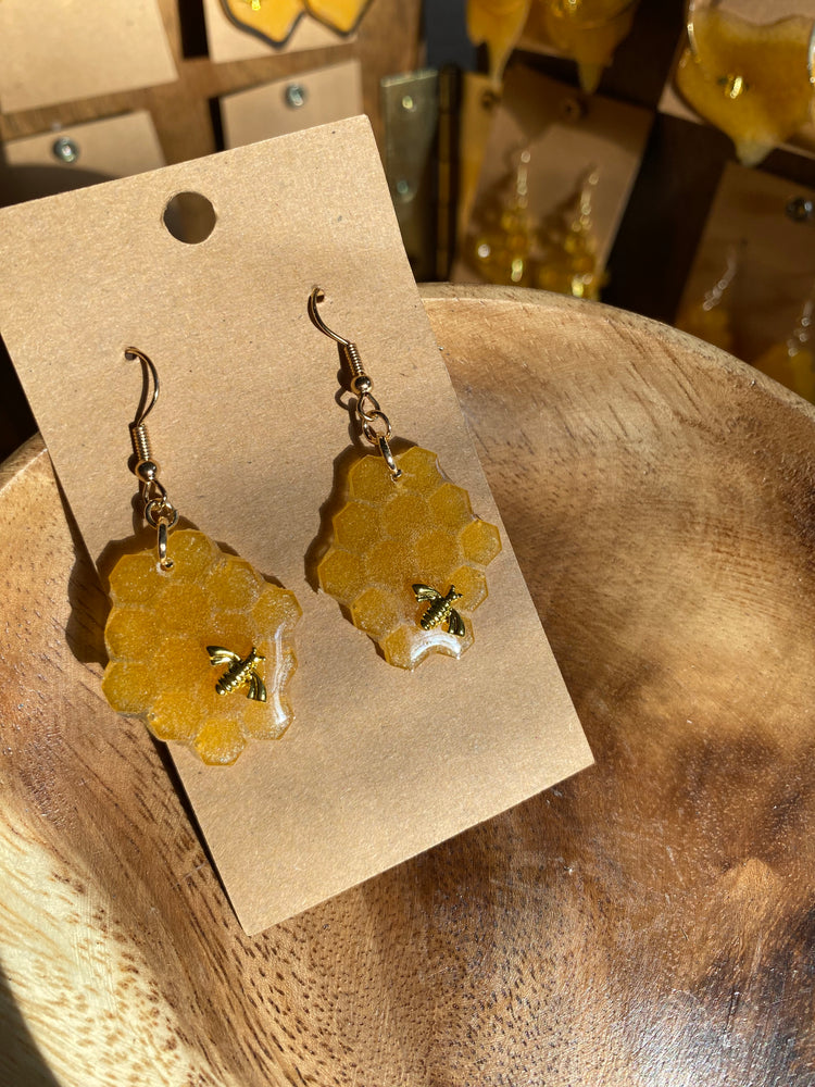 Hexagons with Small Gold Bee