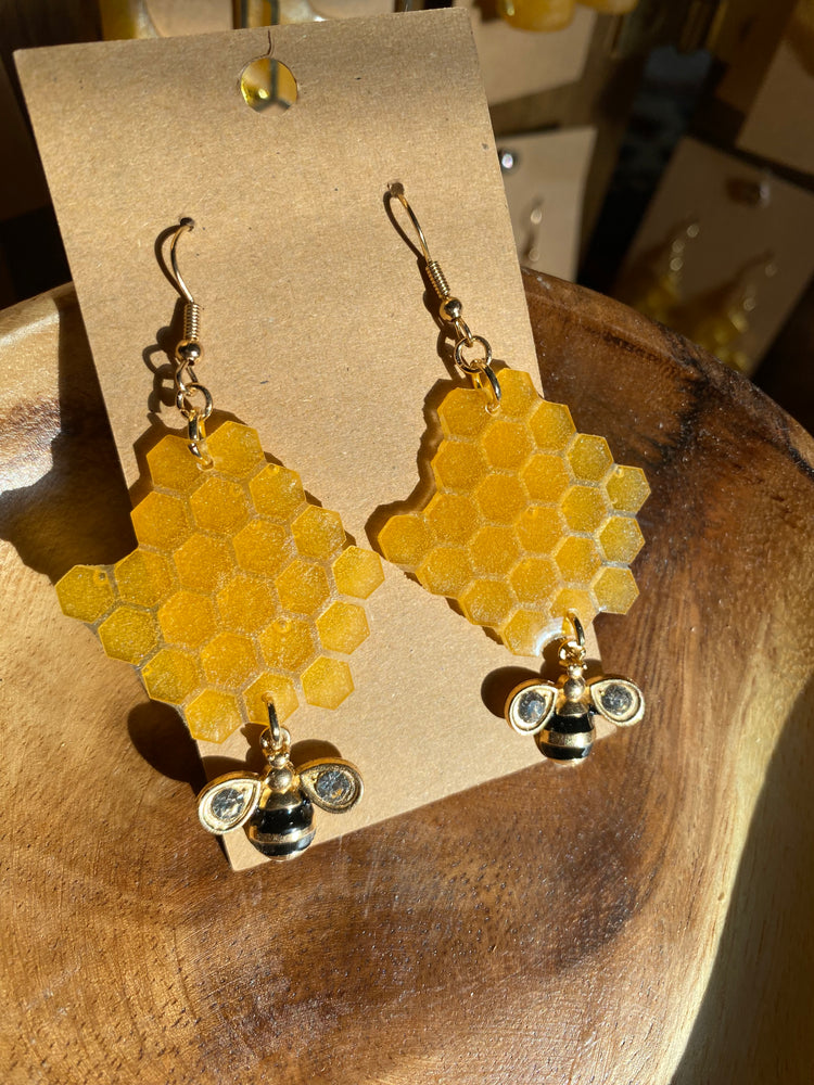 Honey Earrings with Gold Bee